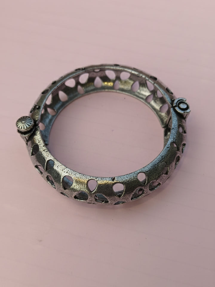 Silver Oxidized Brass Kada