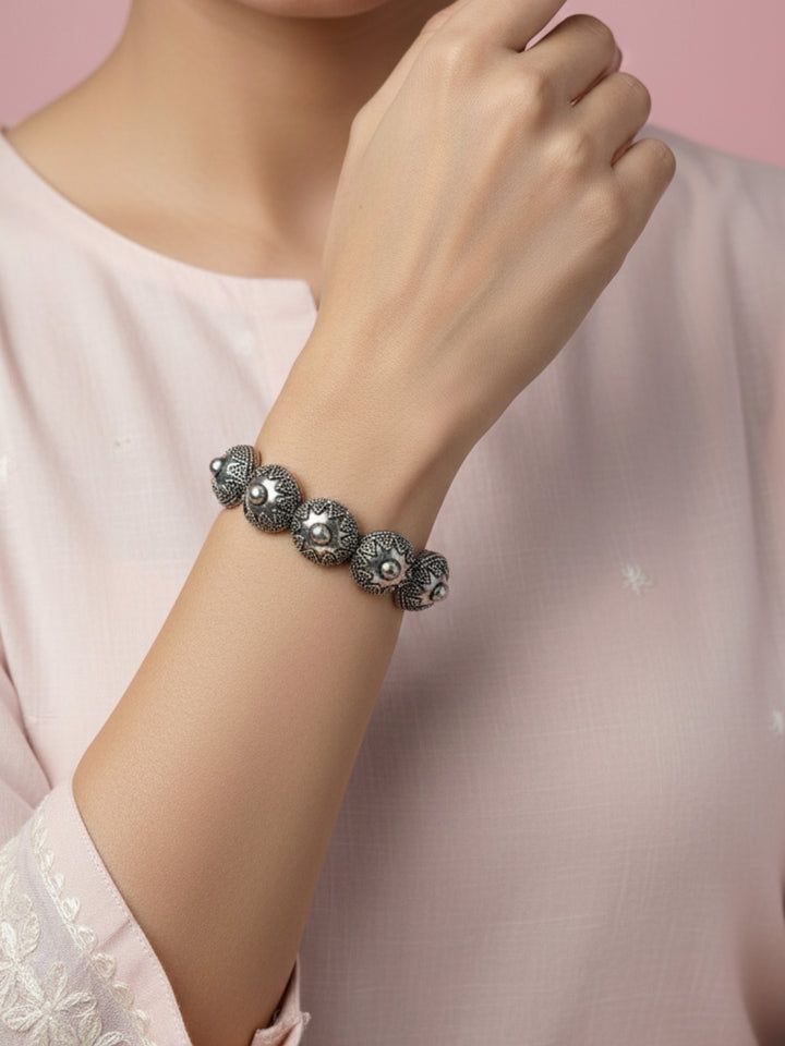 Silver Oxidized Brass Kada