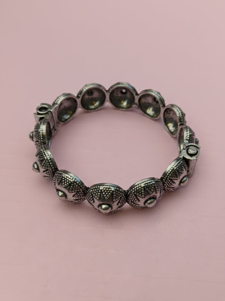 Silver Oxidized Brass Kada