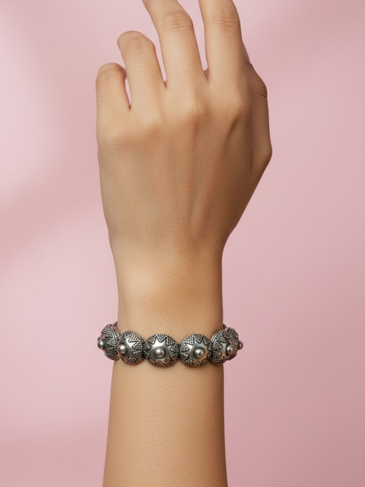 Silver Oxidized Brass Kada
