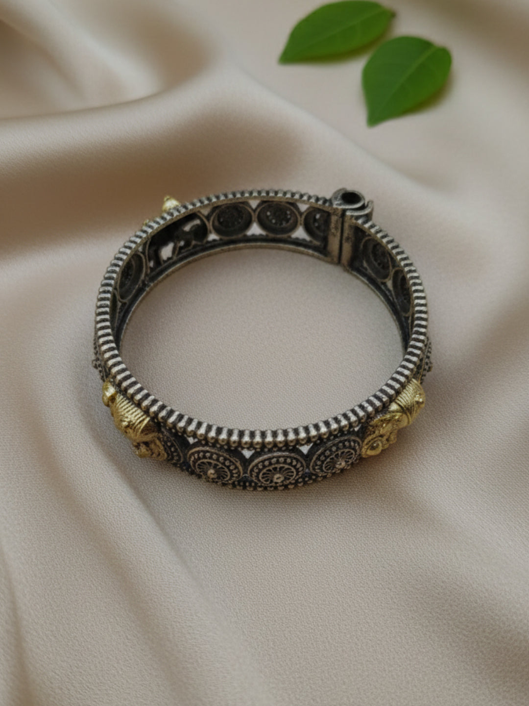 Silver Oxidized Two Tone Brass Kada