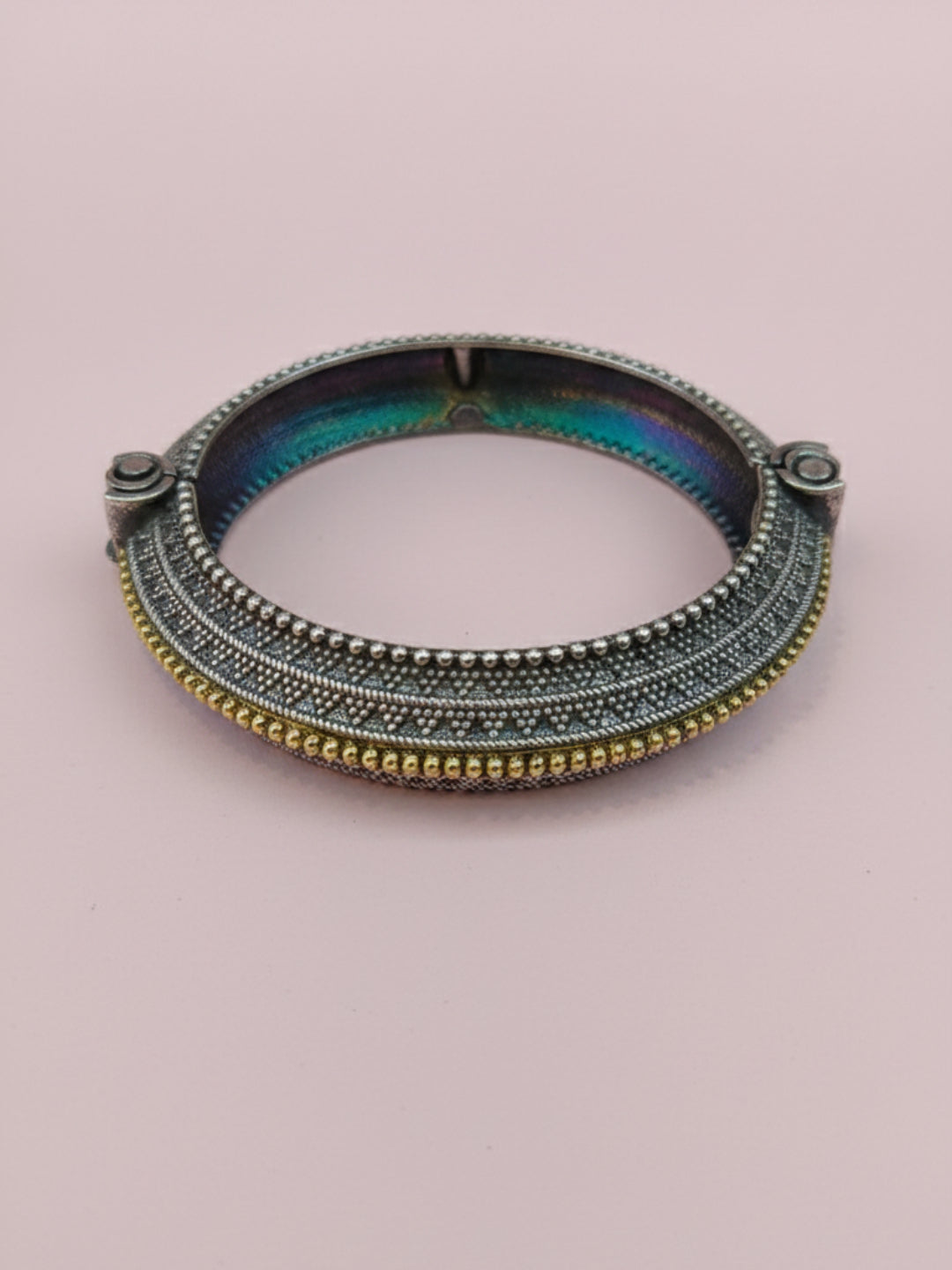 Silver Oxidized Two Tone Brass Kada