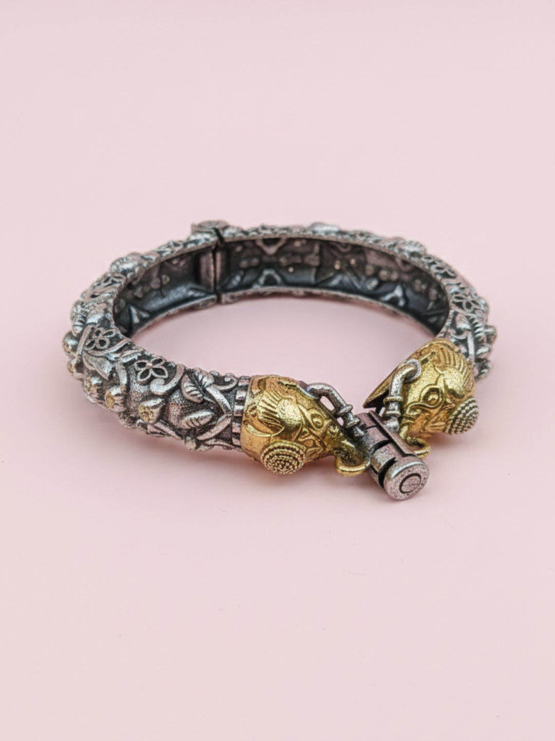 Silver Oxidized Two Tone Brass Kada