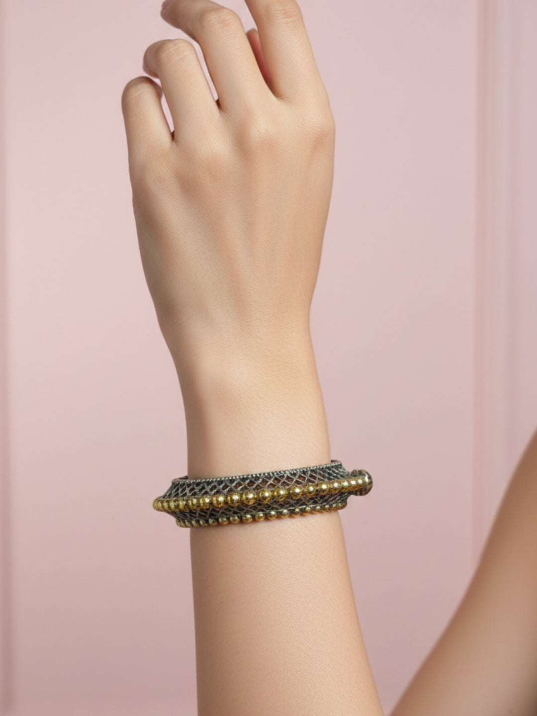 Silver Oxidized Two Tone Brass Kada