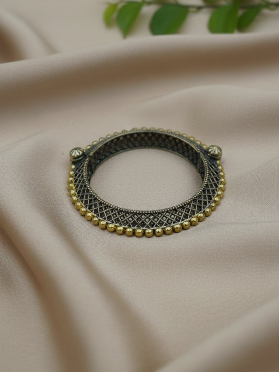 Silver Oxidized Two Tone Brass Kada