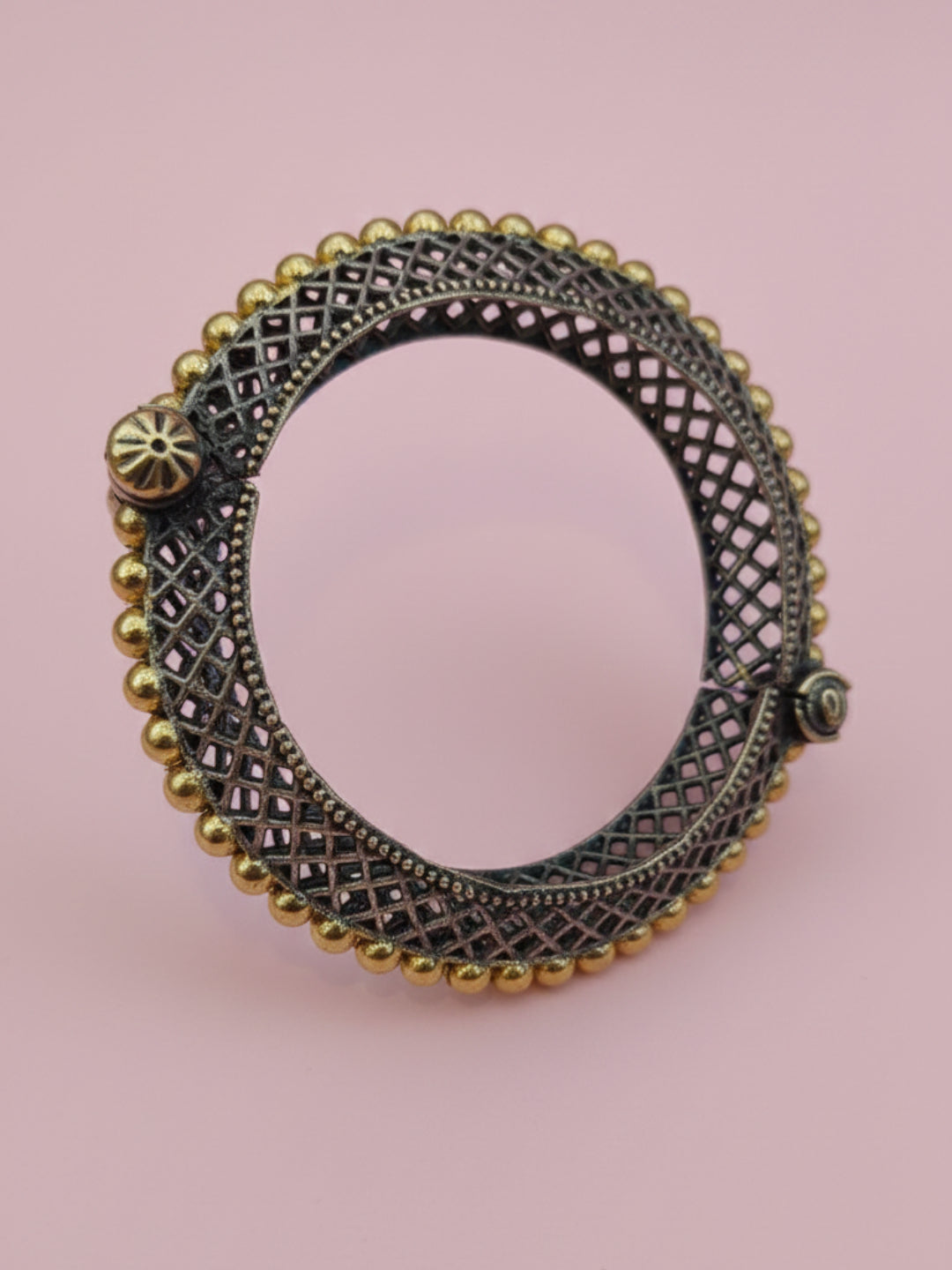 Silver Oxidized Two Tone Brass Kada