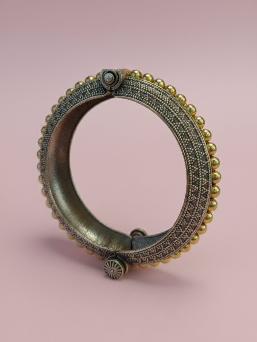 Silver Oxidized Two Tone Brass Kada