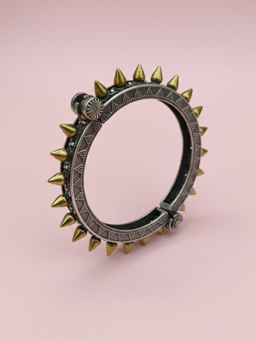 Silver Oxidized Two Tone Brass Kada
