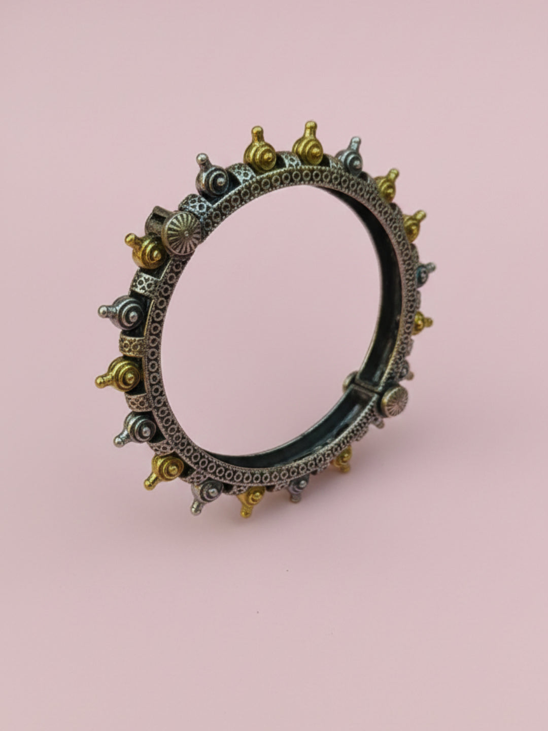 Silver Oxidized Two Tone Brass Kada