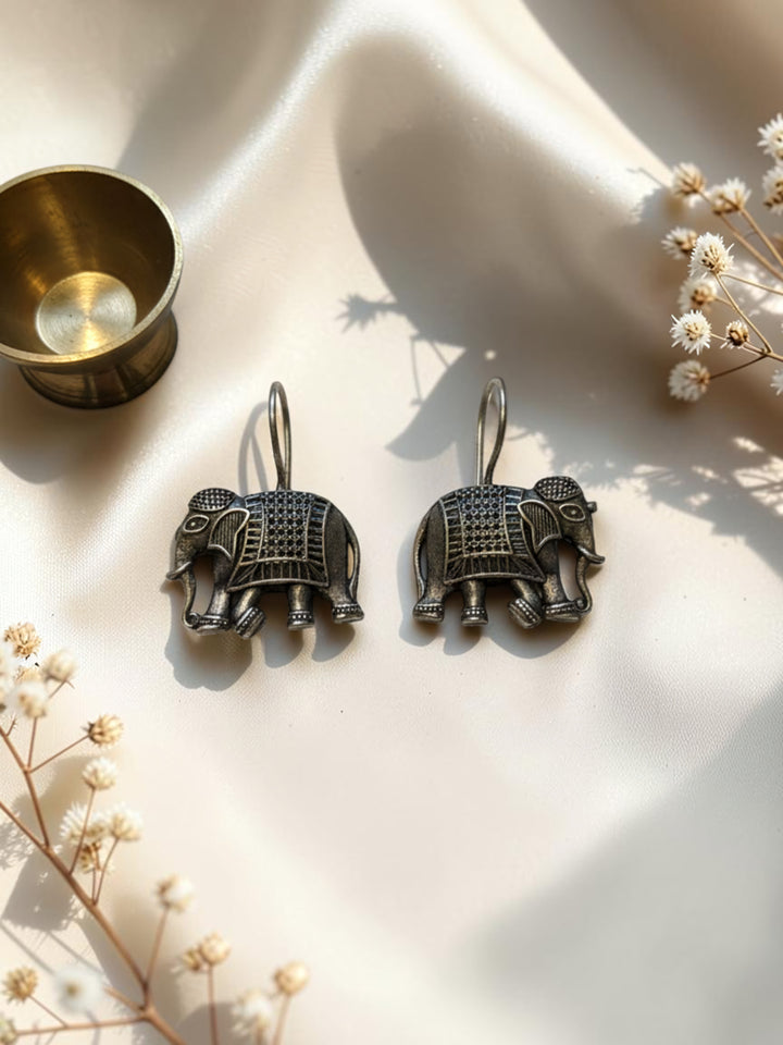 Oxidized Silver Plated Vintage Scissor Drop Earrings Brass Quirky Studs
