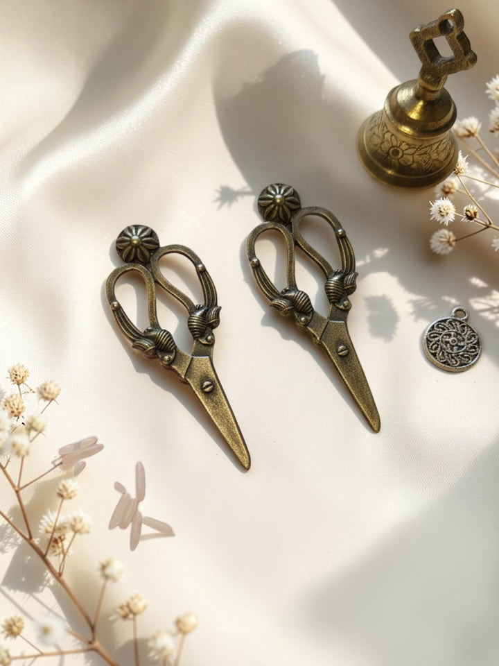 Oxidized Silver Plated Floral Basket Stud Earrings Brass Guldasta  Studs