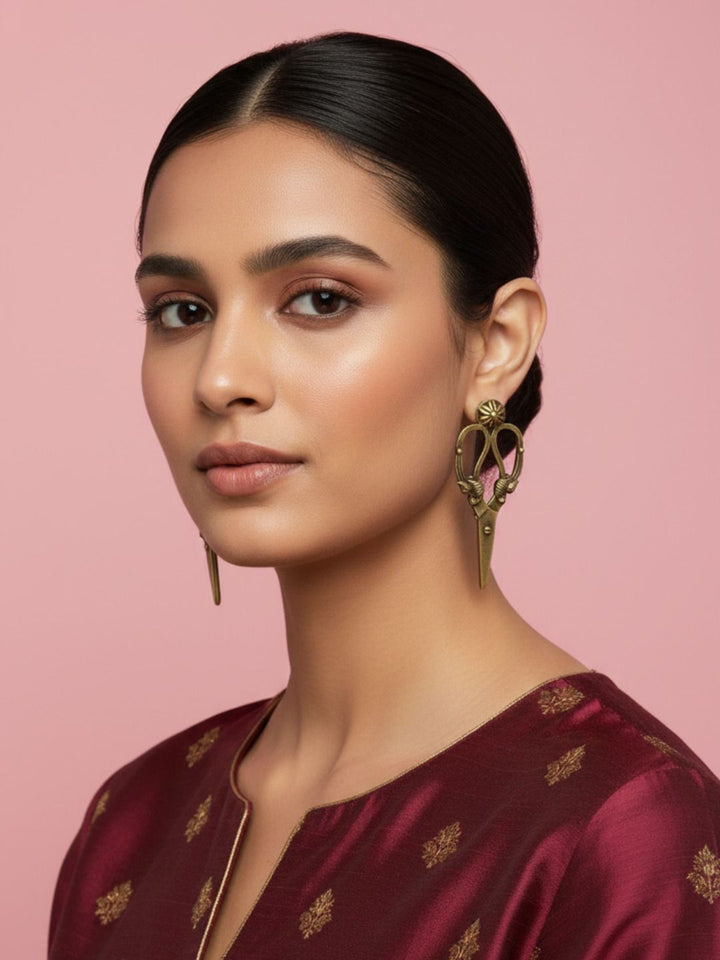 Oxidized Silver Plated Floral Basket Stud Earrings Brass Guldasta  Studs