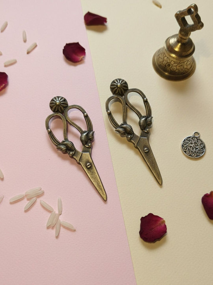 Oxidized Silver Plated Floral Basket Stud Earrings Brass Guldasta  Studs