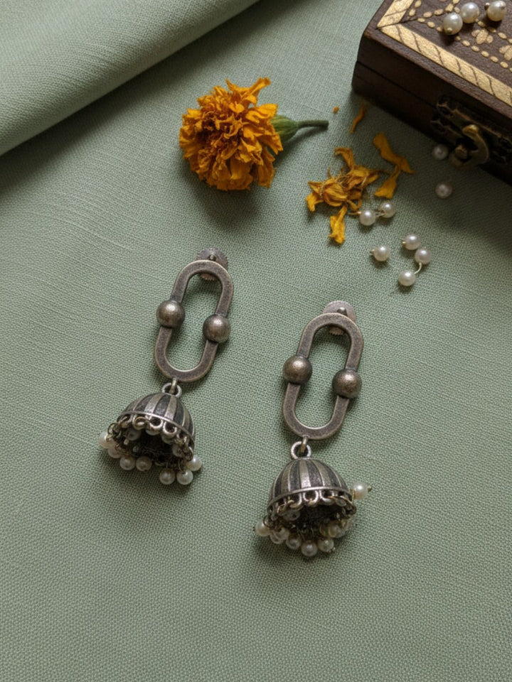 Oxidized Silver Plated Violin Drop Earrings Brass Quirky Musical  Studs