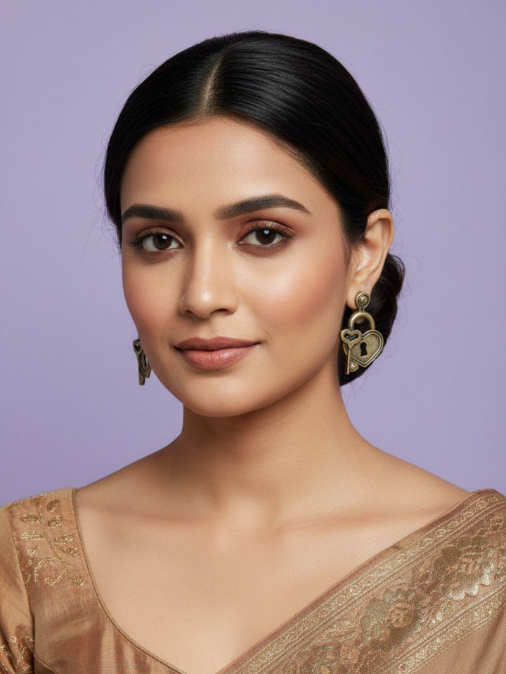 Oxidized Silver Plated Peacock Chandbali Earrings Brass  Drop Earrings