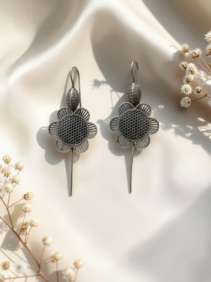 Oxidized Silver Plated Heavy Cluster Jhumka Earrings Brass Layered  Drops