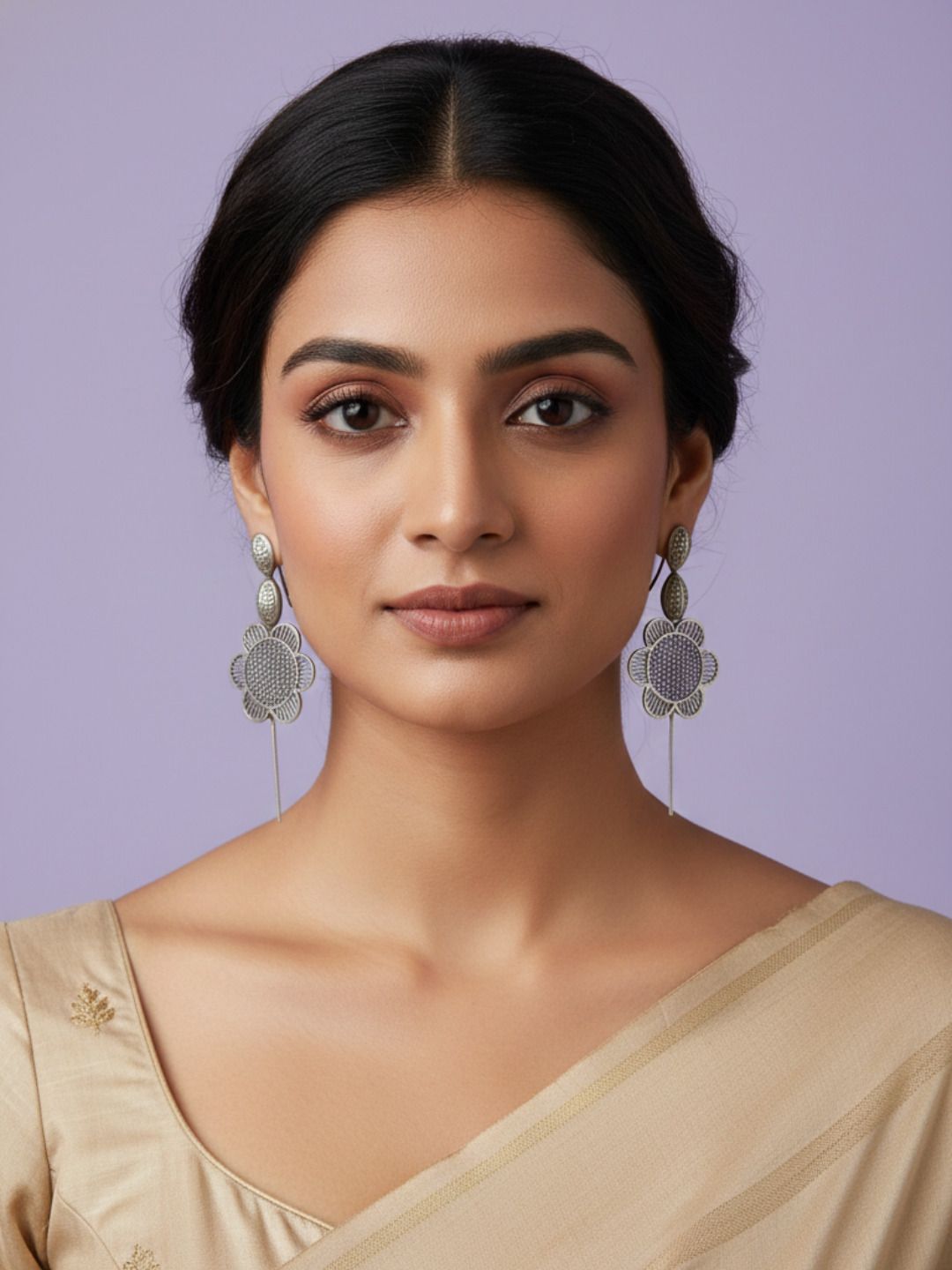 Oxidized Silver Plated Heavy Cluster Jhumka Earrings Brass Layered  Drops