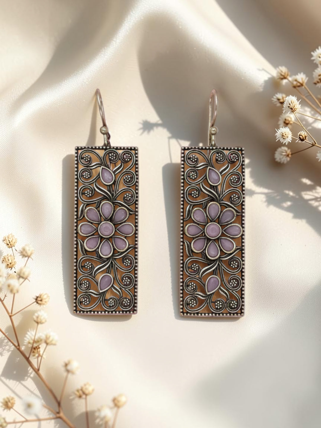 Oxidized Silver Plated Royal Crown Drop Earrings Brass Heritage  Earrings