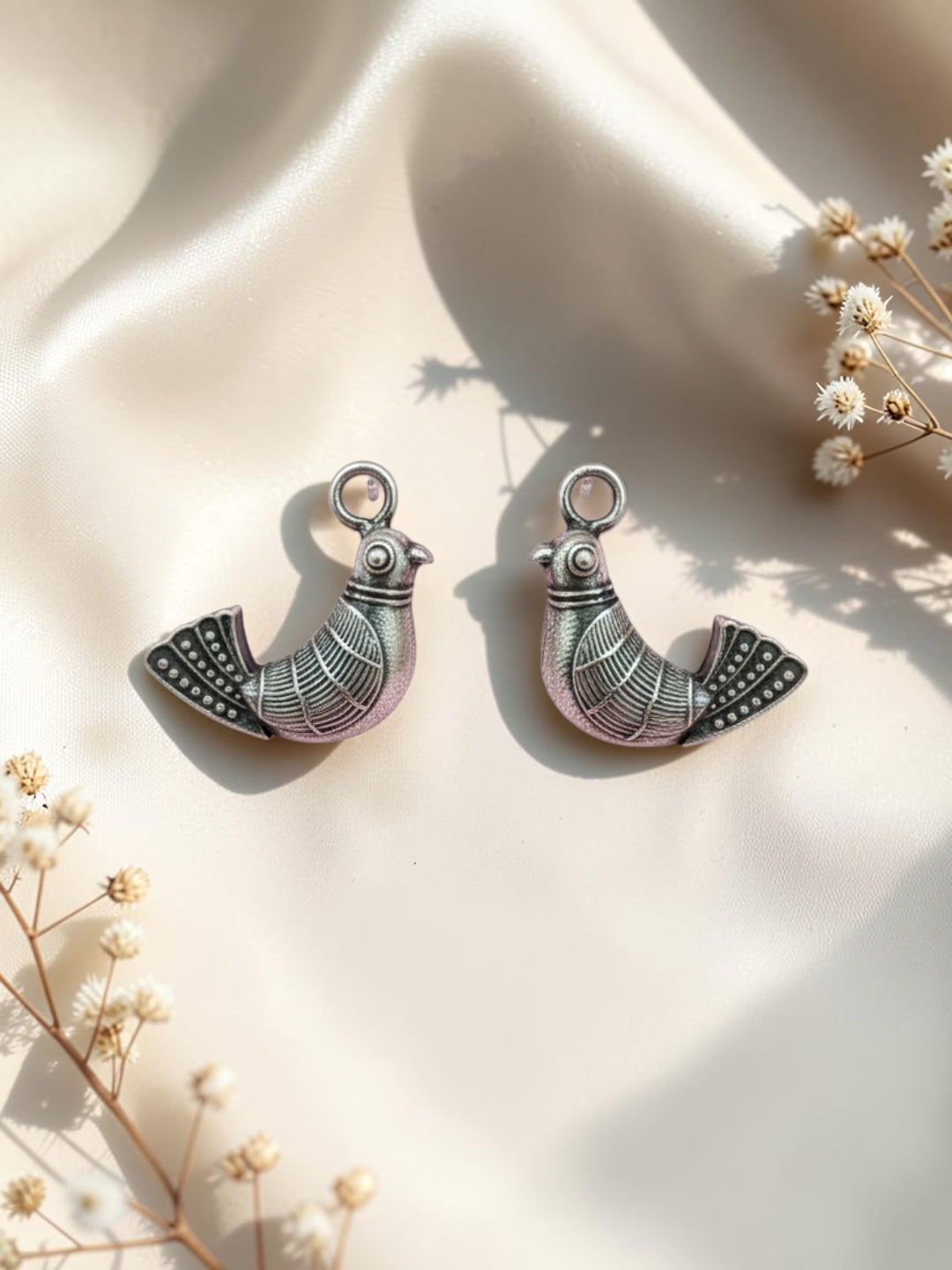 Oxidized Silver Plated Sitar Drop Earrings Brass  Motif Hanging Earrings