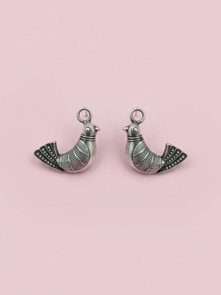 Oxidized Silver Plated Sitar Drop Earrings Brass  Motif Hanging Earrings