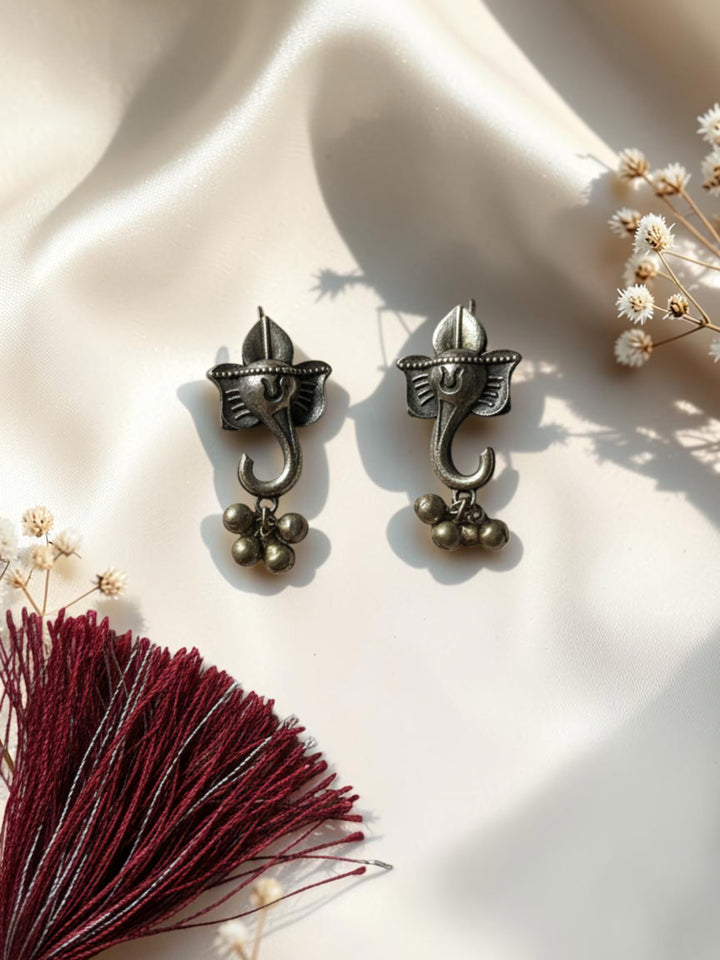 Oxidized Silver Plated Surahi Drop Earrings Brass  Jewelry