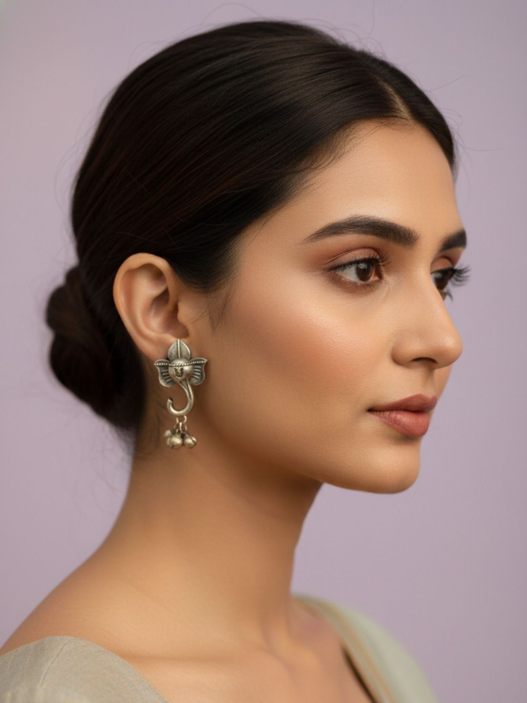 Oxidized Silver Plated Surahi Drop Earrings Brass  Jewelry