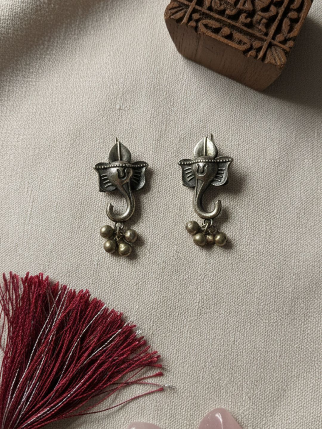 Oxidized Silver Plated Surahi Drop Earrings Brass  Jewelry
