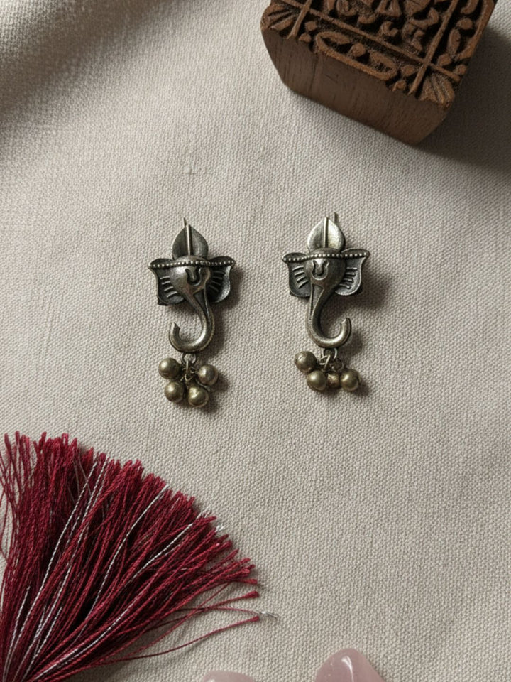 Oxidized Silver Plated Surahi Drop Earrings Brass  Jewelry