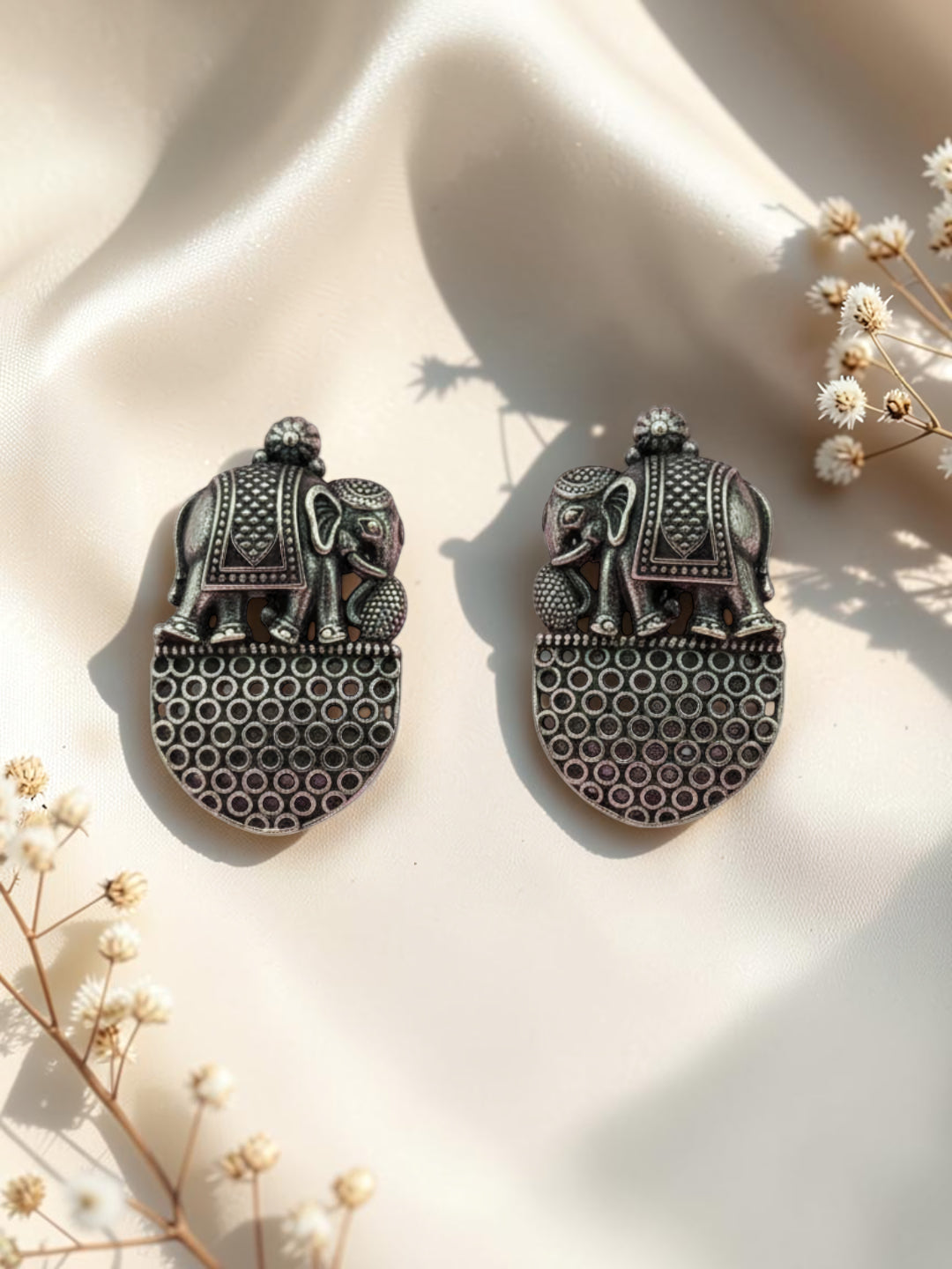 Silver Oxidised Brass Earring Brass Stud Earring