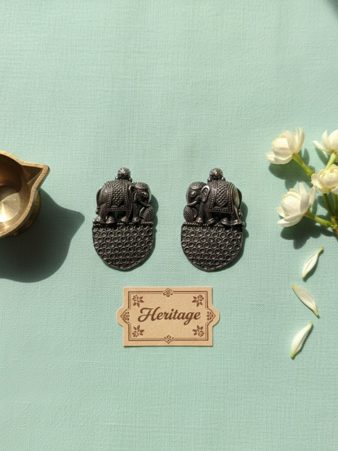Silver Oxidised Brass Earring Brass Stud Earring