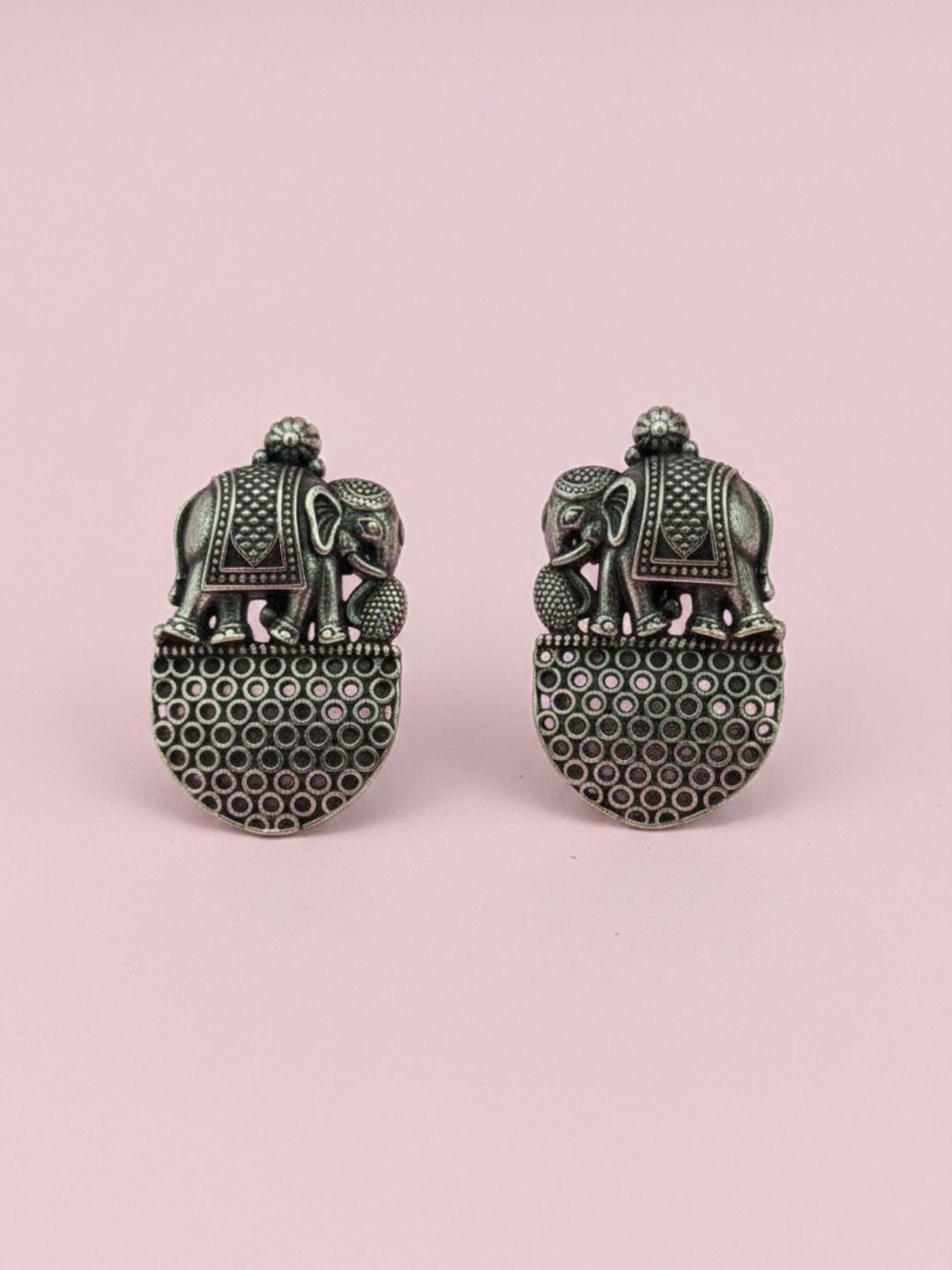 Silver Oxidised Brass Earring Brass Stud Earring
