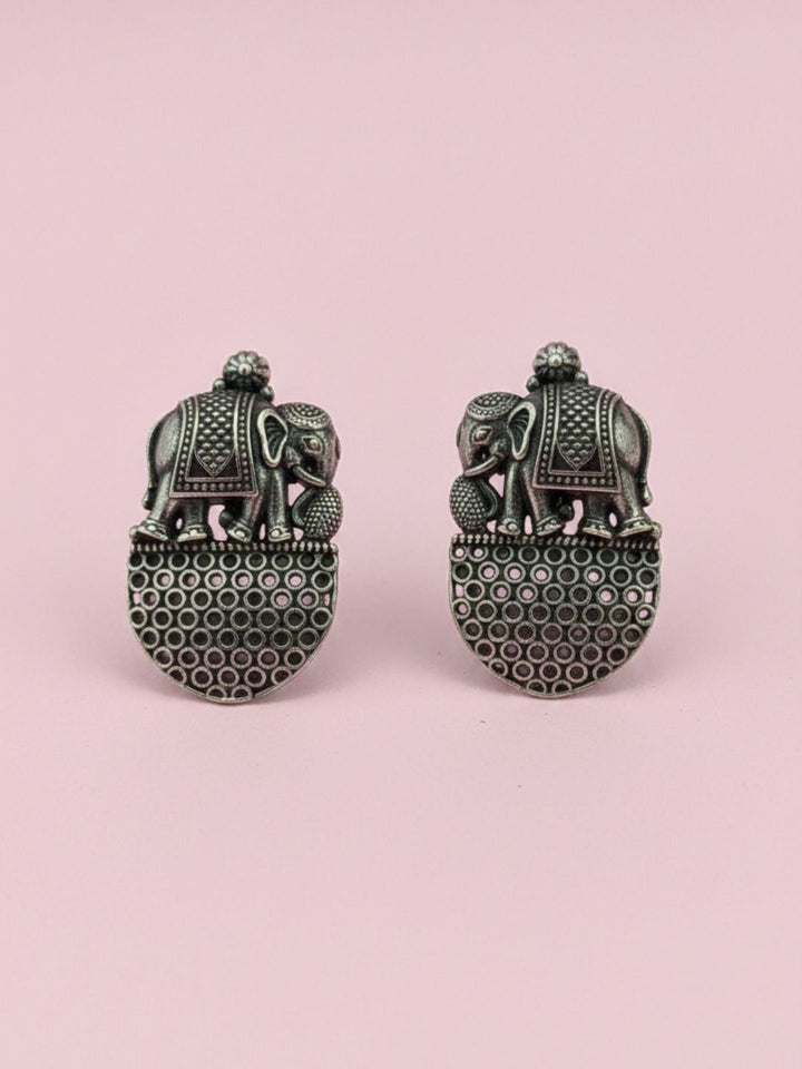 Silver Oxidised Brass Earring Brass Stud Earring