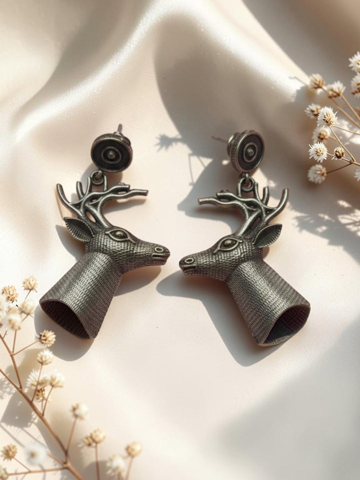 Silver Oxidised Brass Earring Brass Jhumki Earring, Drops &amp; Danglers