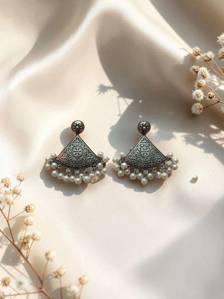 Silver Oxidised Brass Earring Brass Drops &amp; Danglers