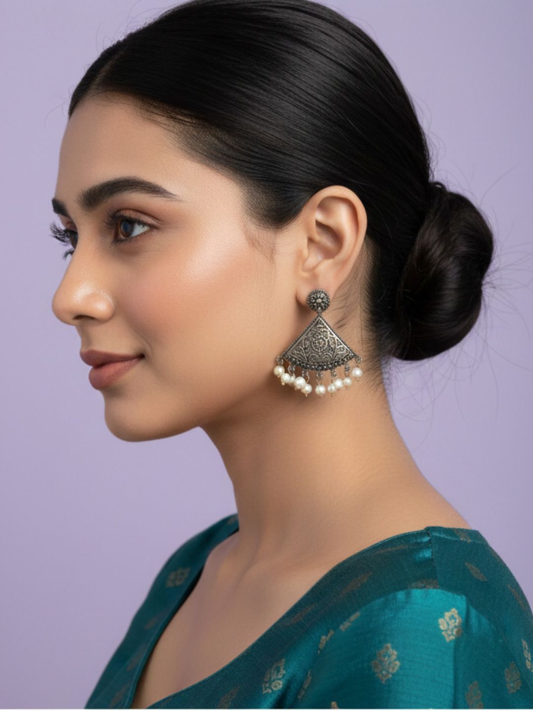 Silver Oxidised Brass Earring Brass Drops &amp; Danglers