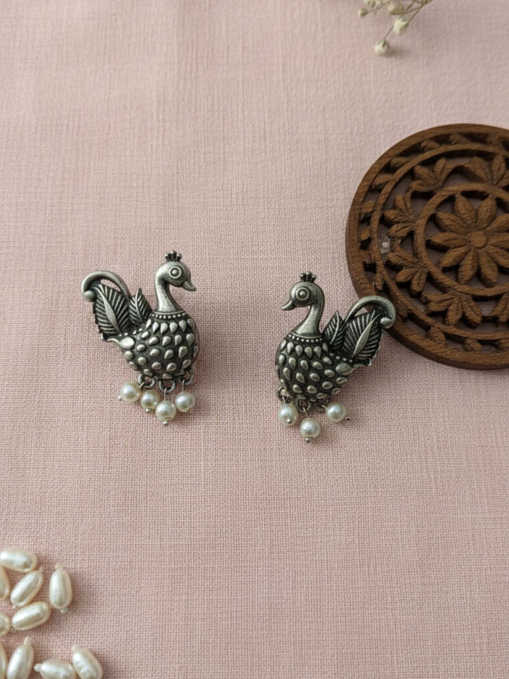 Silver Oxidised Brass Earring Brass Drops &amp; Danglers