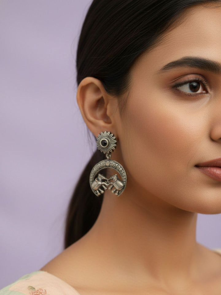 Silver Oxidised Brass Earring Brass Cuff Earring