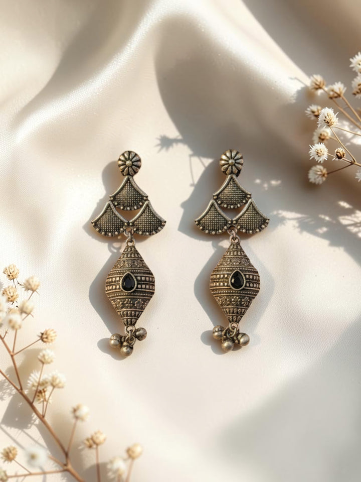 Silver Oxidised Brass Earring Brass Drops &amp; Danglers