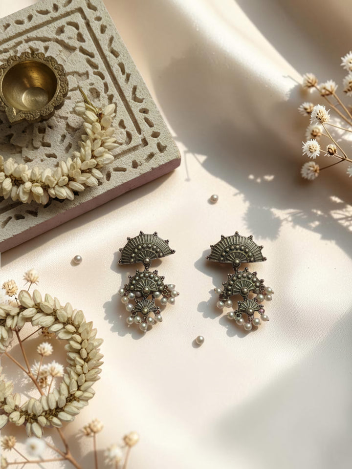 Silver Oxidised Brass Earring Brass Drops &amp; Danglers