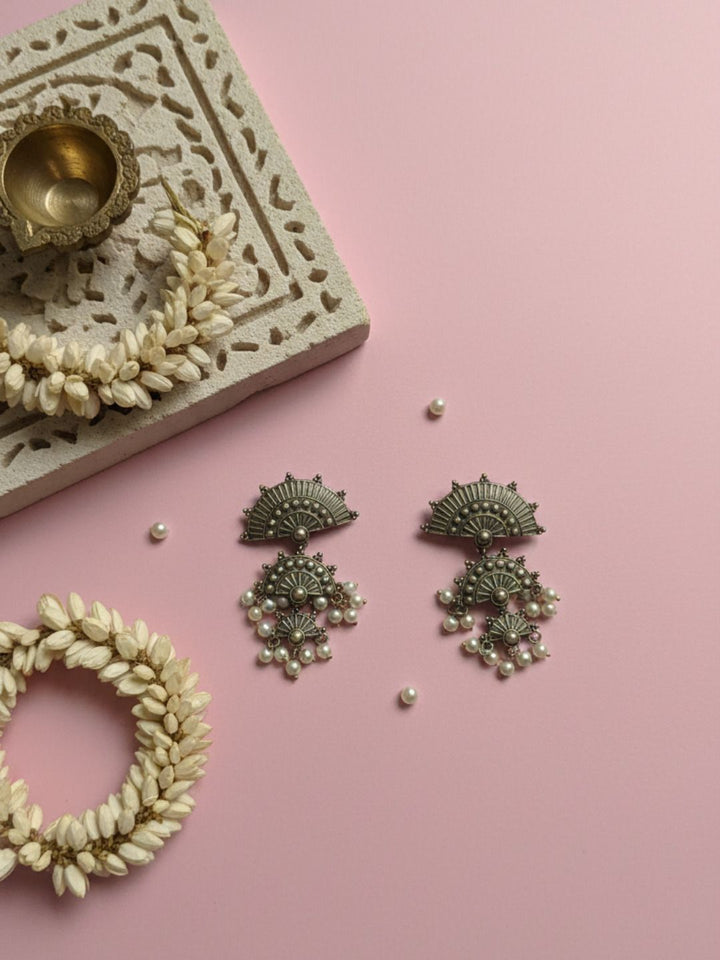 Silver Oxidised Brass Earring Brass Drops &amp; Danglers