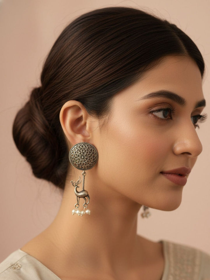 Silver Oxidised Brass Earring Brass Cuff Earring