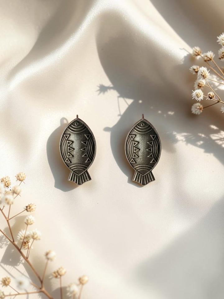 Silver Oxidised Peacock Design Jhumka Earrings &amp; Girls