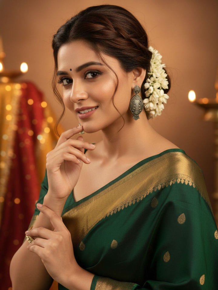 Silver Oxidised Peacock Design Jhumka Earrings &amp; Girls