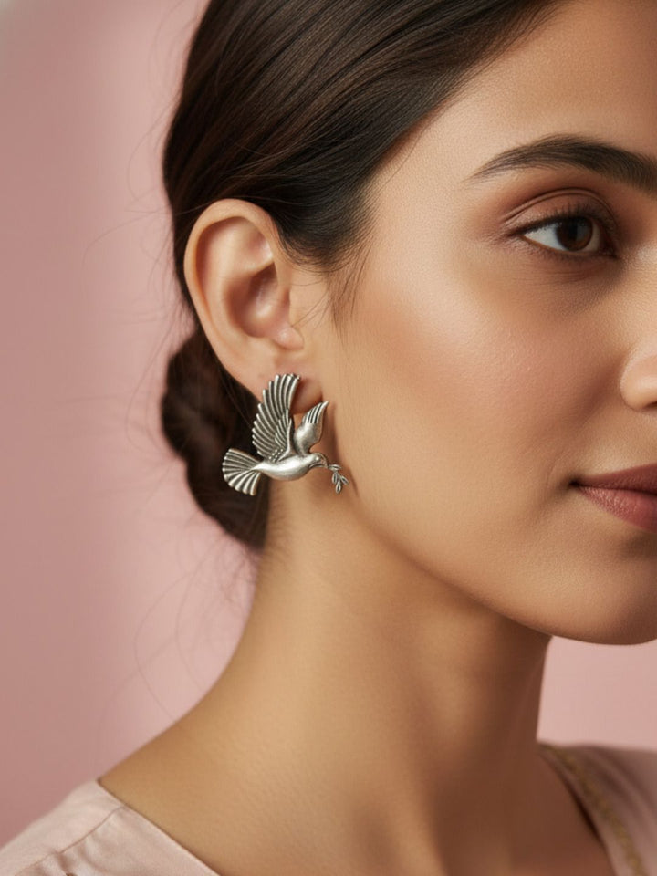 Silver Oxidised Brass Earring Brass Jhumki Earring, Drops &amp; Danglers