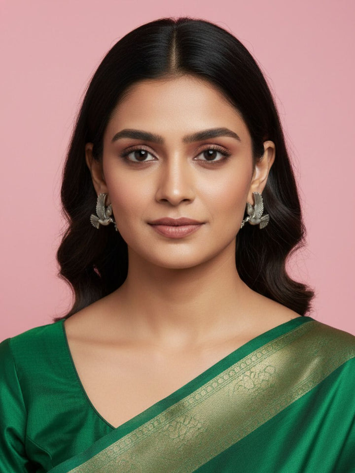 Silver Oxidised Brass Earring Brass Jhumki Earring, Drops &amp; Danglers