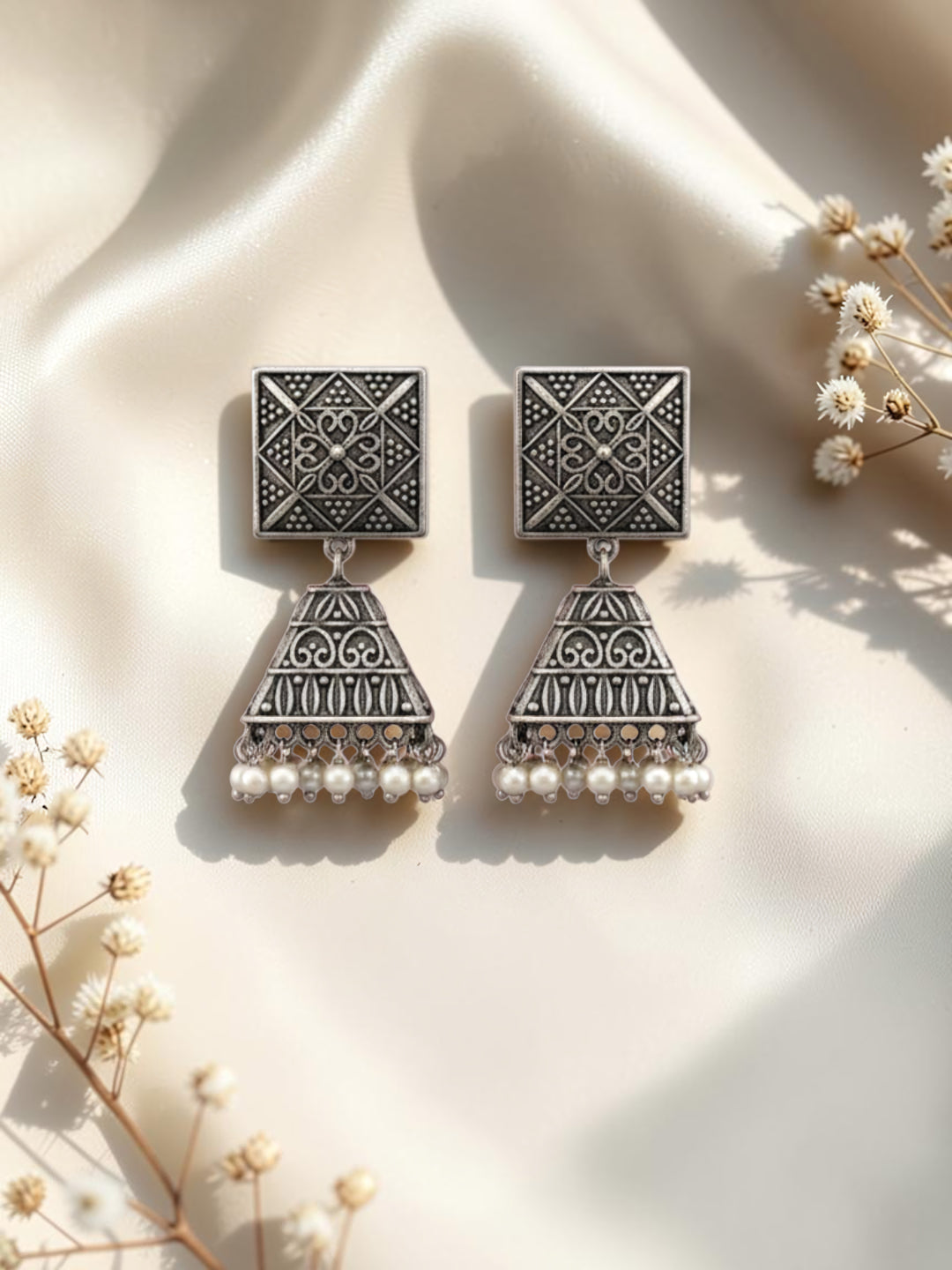 Silver Oxidised Brass Earring Brass Stud Earring