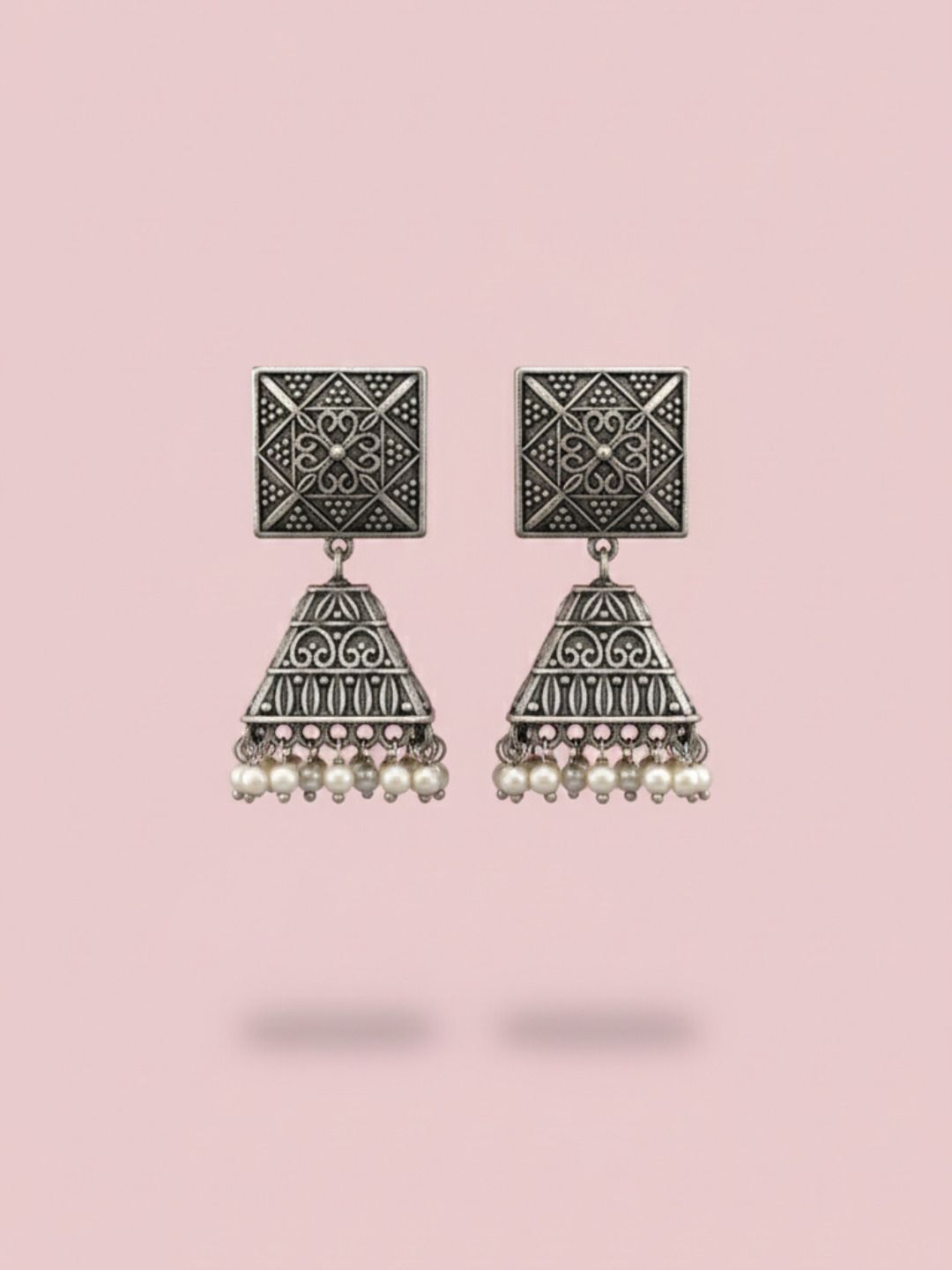 Silver Oxidised Brass Earring Brass Stud Earring