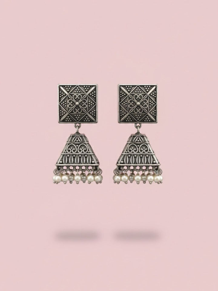 Silver Oxidised Brass Earring Brass Stud Earring