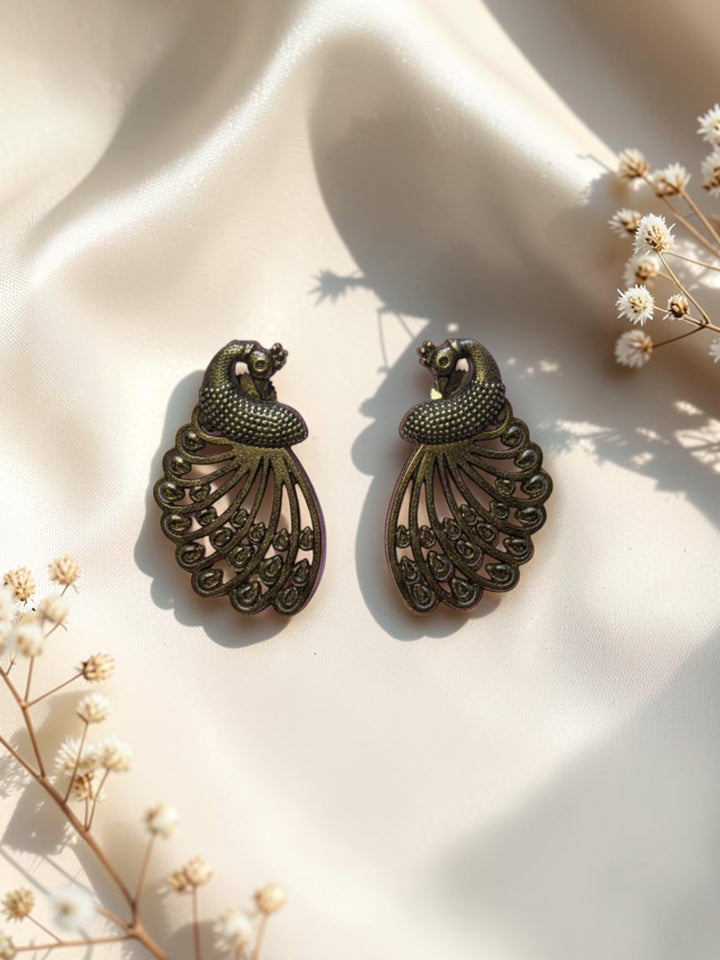 Silver Oxidised Brass Earring Brass Drops &amp; Danglers