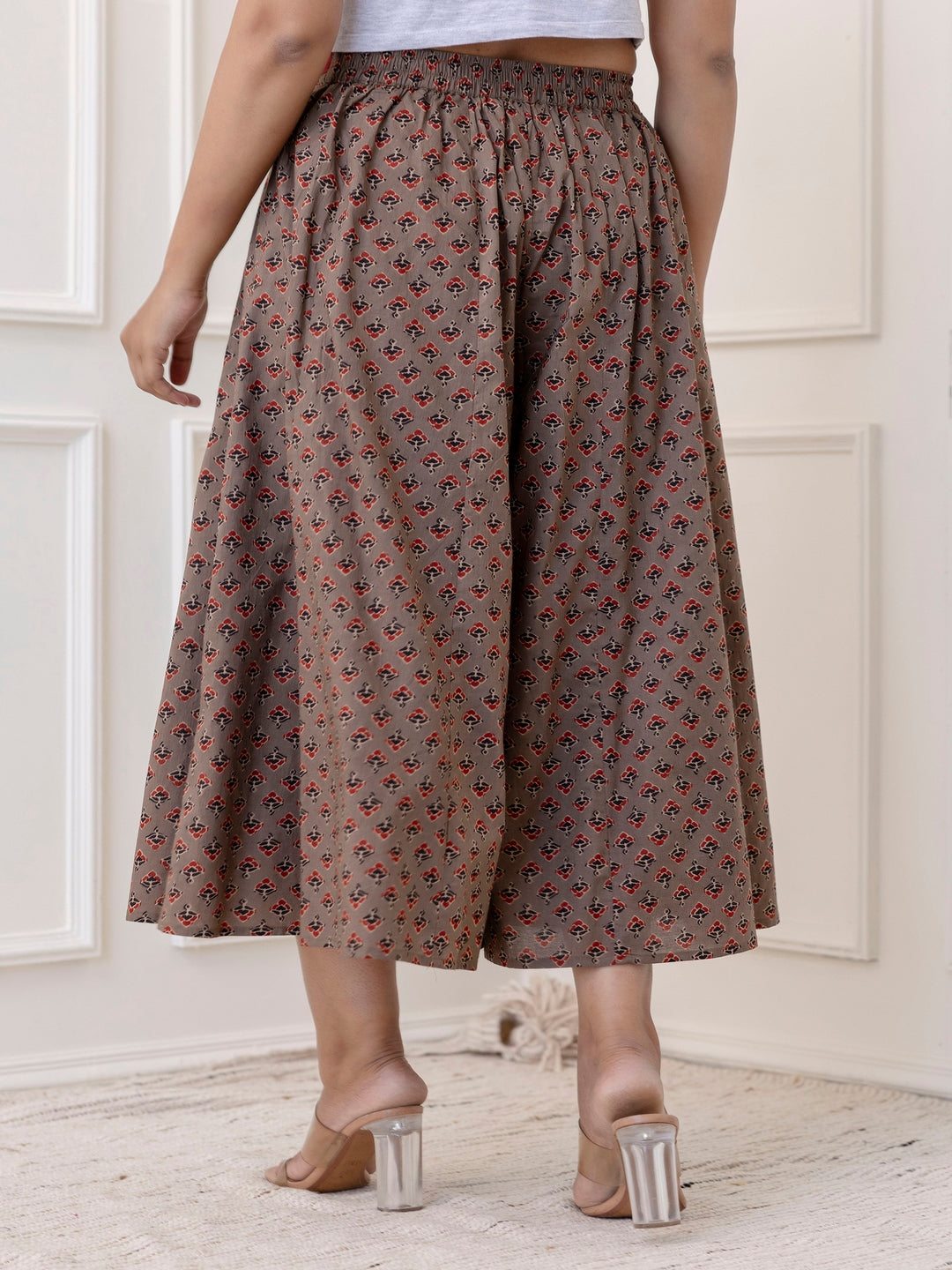 Cotton Calf Length Printed Flared Palazzo